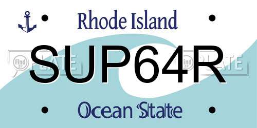 SUP64R Rhode Island License Plate