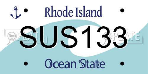 SUS133 Rhode Island License Plate