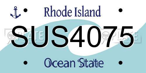SUS4075 Rhode Island License Plate