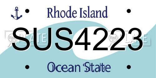 SUS4223 Rhode Island License Plate