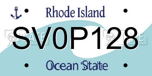 SV0P128 Rhode Island License Plate