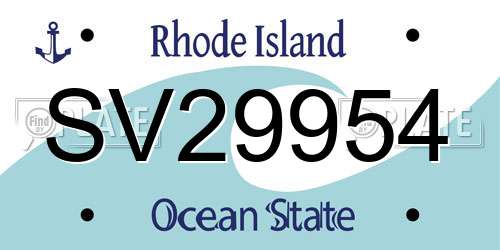 SV29954 Rhode Island License Plate