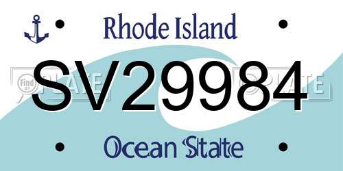 SV29984 Rhode Island License Plate