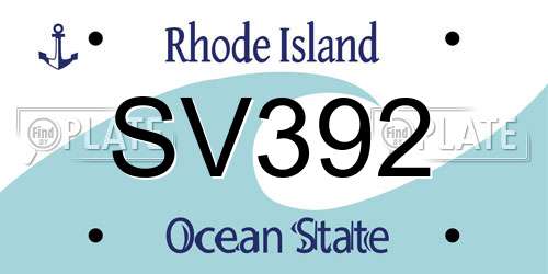 SV392 Rhode Island License Plate
