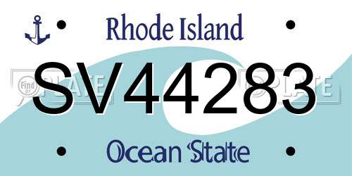 SV44283 Rhode Island License Plate