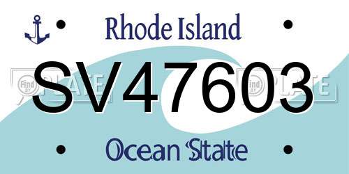 SV47603 Rhode Island License Plate