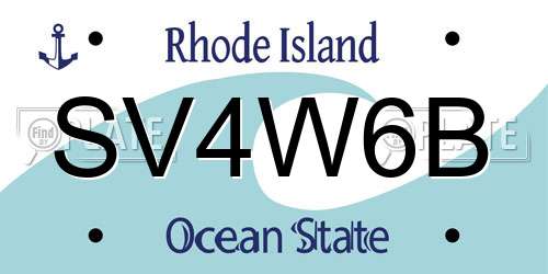 SV4W6B Rhode Island License Plate