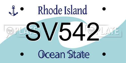 SV542 Rhode Island License Plate