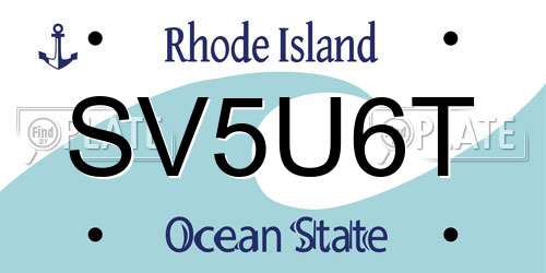 SV5U6T Rhode Island License Plate