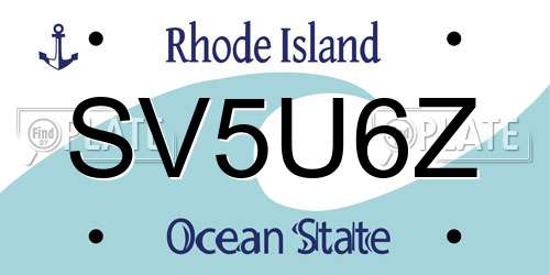 SV5U6Z Rhode Island License Plate