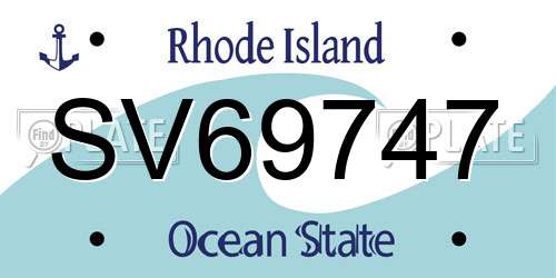 SV69747 Rhode Island License Plate