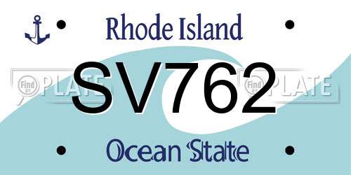 SV762 Rhode Island License Plate