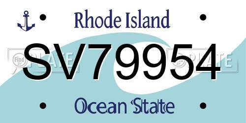 SV79954 Rhode Island License Plate