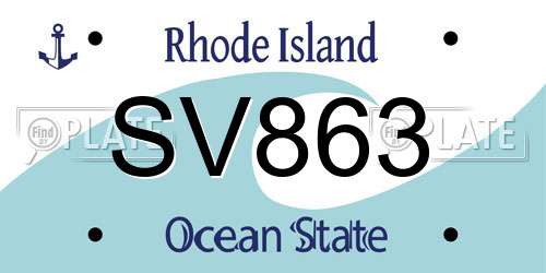 SV863 Rhode Island License Plate