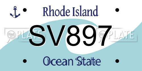 SV897 Rhode Island License Plate