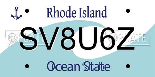 SV8U6Z Rhode Island License Plate