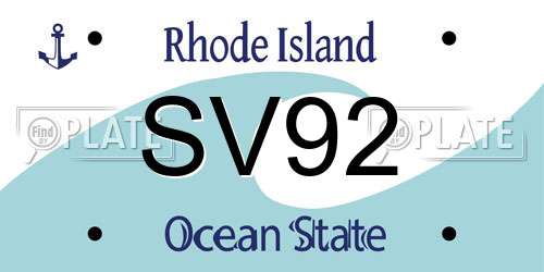 SV92 Rhode Island License Plate
