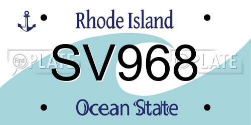 SV968 Rhode Island License Plate