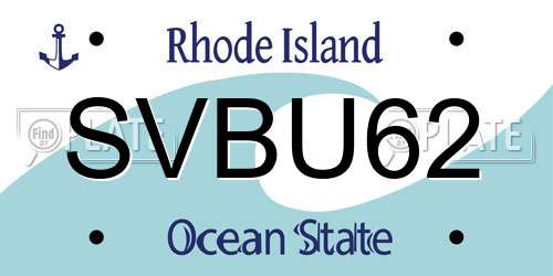 SVBU62 Rhode Island License Plate