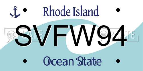 SVFW94 Rhode Island License Plate