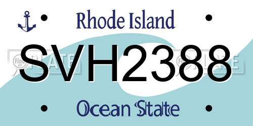 SVH2388 Rhode Island License Plate