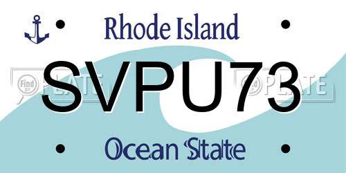 SVPU73 Rhode Island License Plate