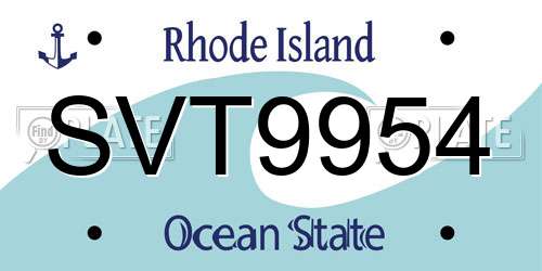 SVT9954 Rhode Island License Plate