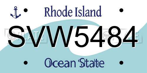 SVW5484 Rhode Island License Plate