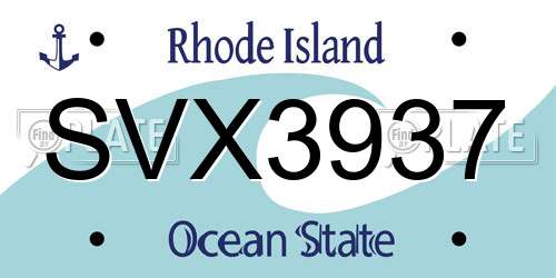 SVX3937 Rhode Island License Plate