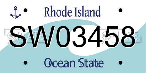 SW03458 Rhode Island License Plate