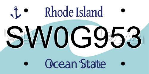 SW0G953 Rhode Island License Plate