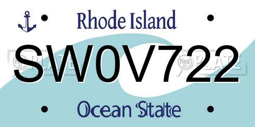 SW0V722 Rhode Island License Plate