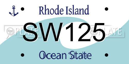 SW125 Rhode Island License Plate
