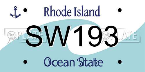SW193 Rhode Island License Plate