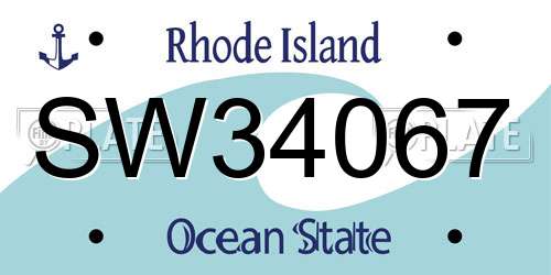 SW34067 Rhode Island License Plate