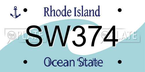 SW374 Rhode Island License Plate