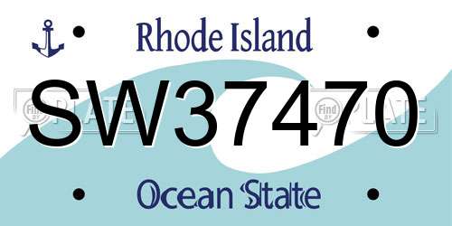SW37470 Rhode Island License Plate
