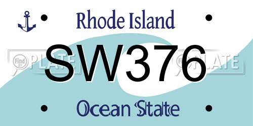 SW376 Rhode Island License Plate