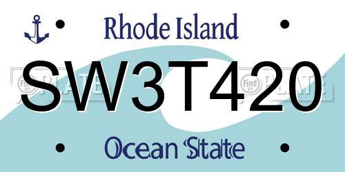 SW3T420 Rhode Island License Plate