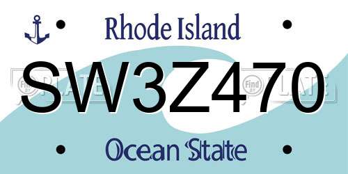 SW3Z470 Rhode Island License Plate