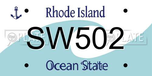 SW502 Rhode Island License Plate