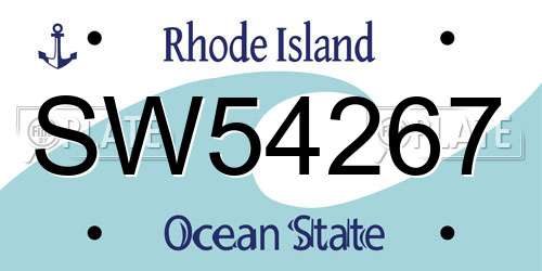 SW54267 Rhode Island License Plate