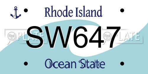 SW647 Rhode Island License Plate