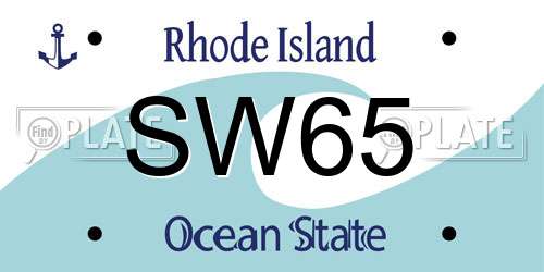 SW65 Rhode Island License Plate