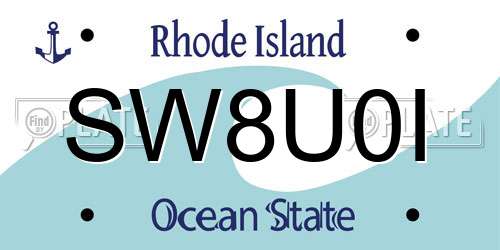 SW8U0I Rhode Island License Plate