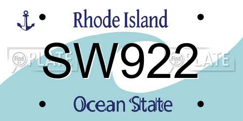 SW922 Rhode Island License Plate