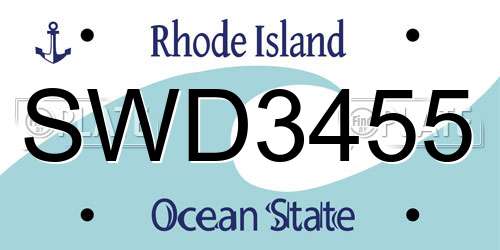 SWD3455 Rhode Island License Plate