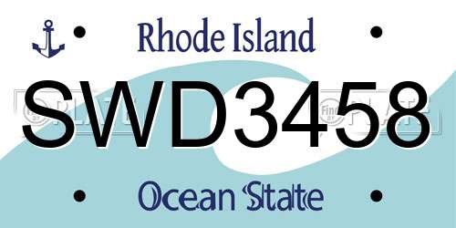 SWD3458 Rhode Island License Plate