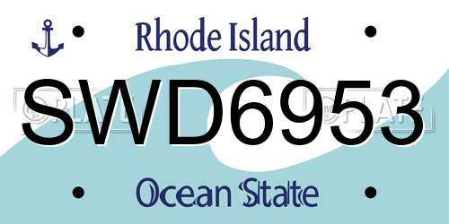 SWD6953 Rhode Island License Plate