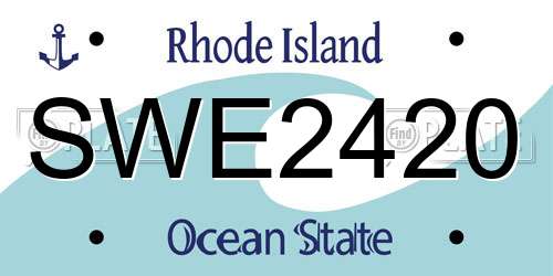 SWE2420 Rhode Island License Plate